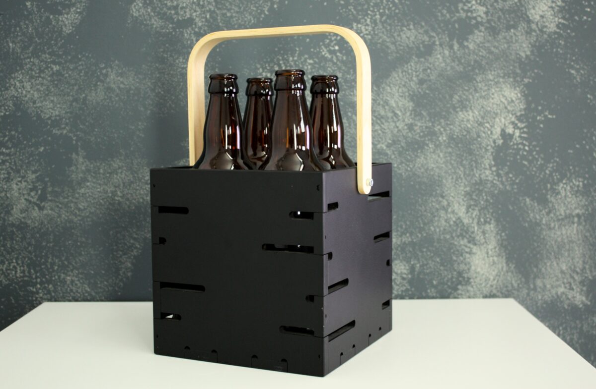 Koka alus kaste/groziņš ar liektu rokturi (melns)