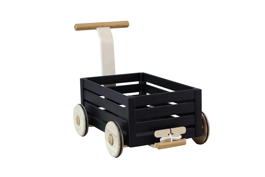 Toddler Walker Wagon - Wooden toy box - Black