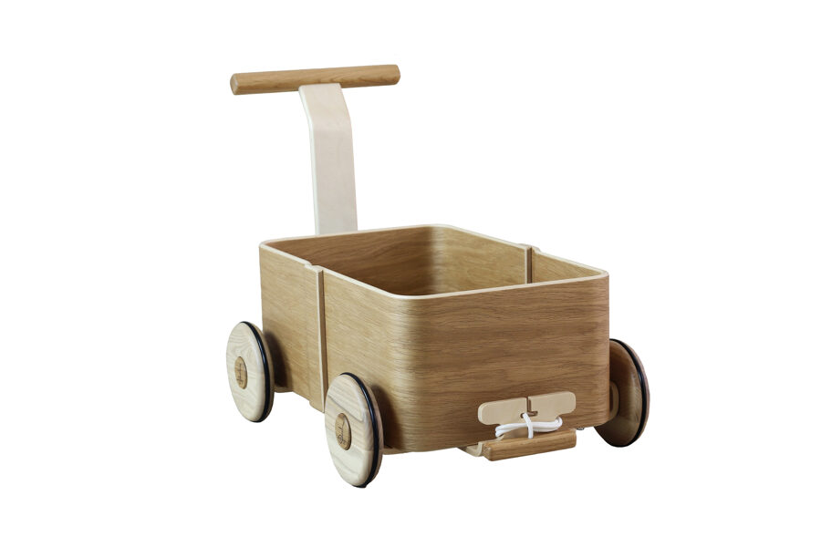 Toddler Walker Wagon - Wooden toy box - Oak