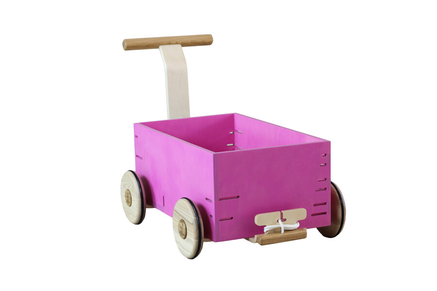 Toddler Walker Wagon - Wooden toy box - Pink