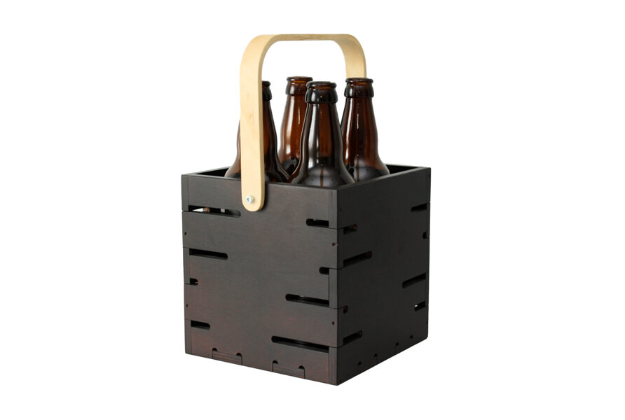 Koka alus kaste/groziņš ar liektu rokturi (sarkanbrūns)