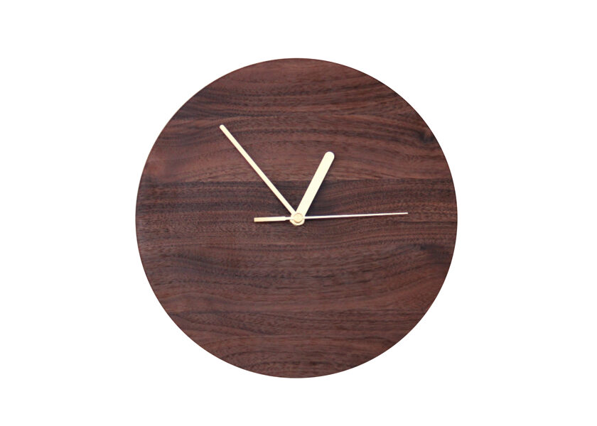 Walnut wood round wall clock