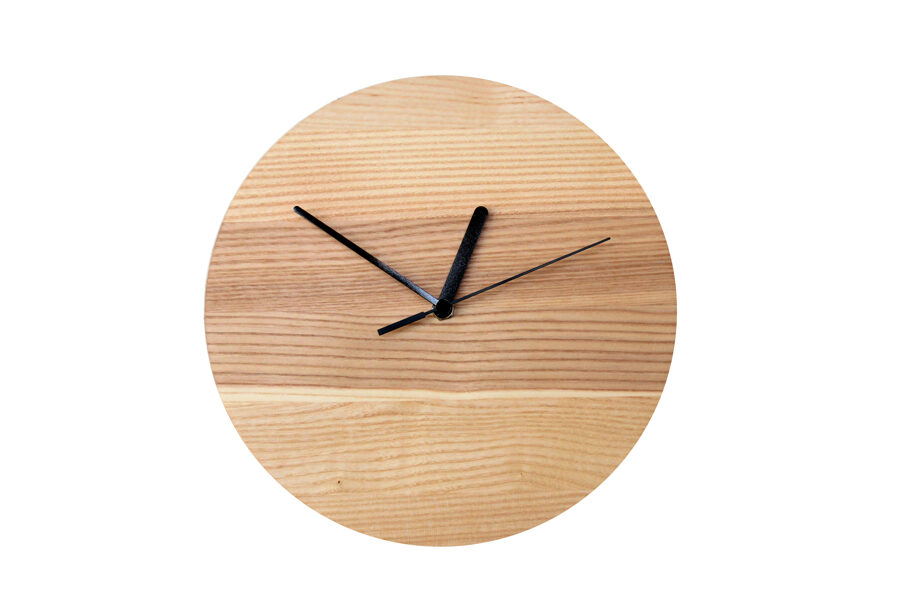 Ash wood round wall clock. 