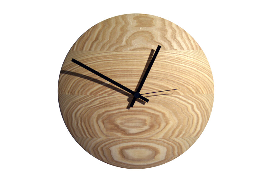Spherical ash wood wall clock
