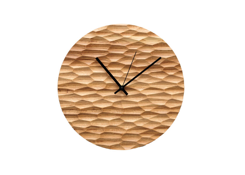 Carved texture wood clock