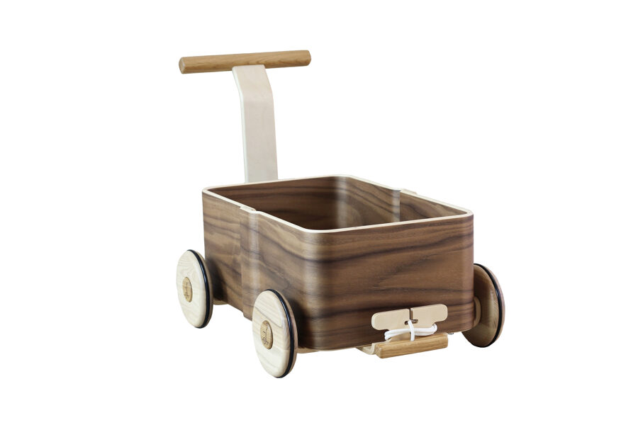 Toddler Walker Wagon - Wooden toy box - Walnut