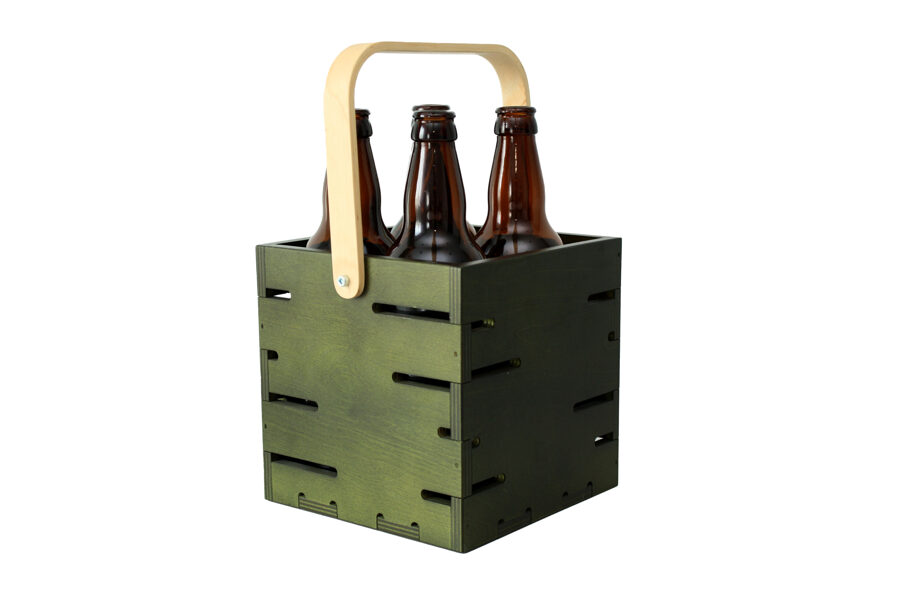 Koka alus kaste/groziņš ar liektu rokturi (zaļš)