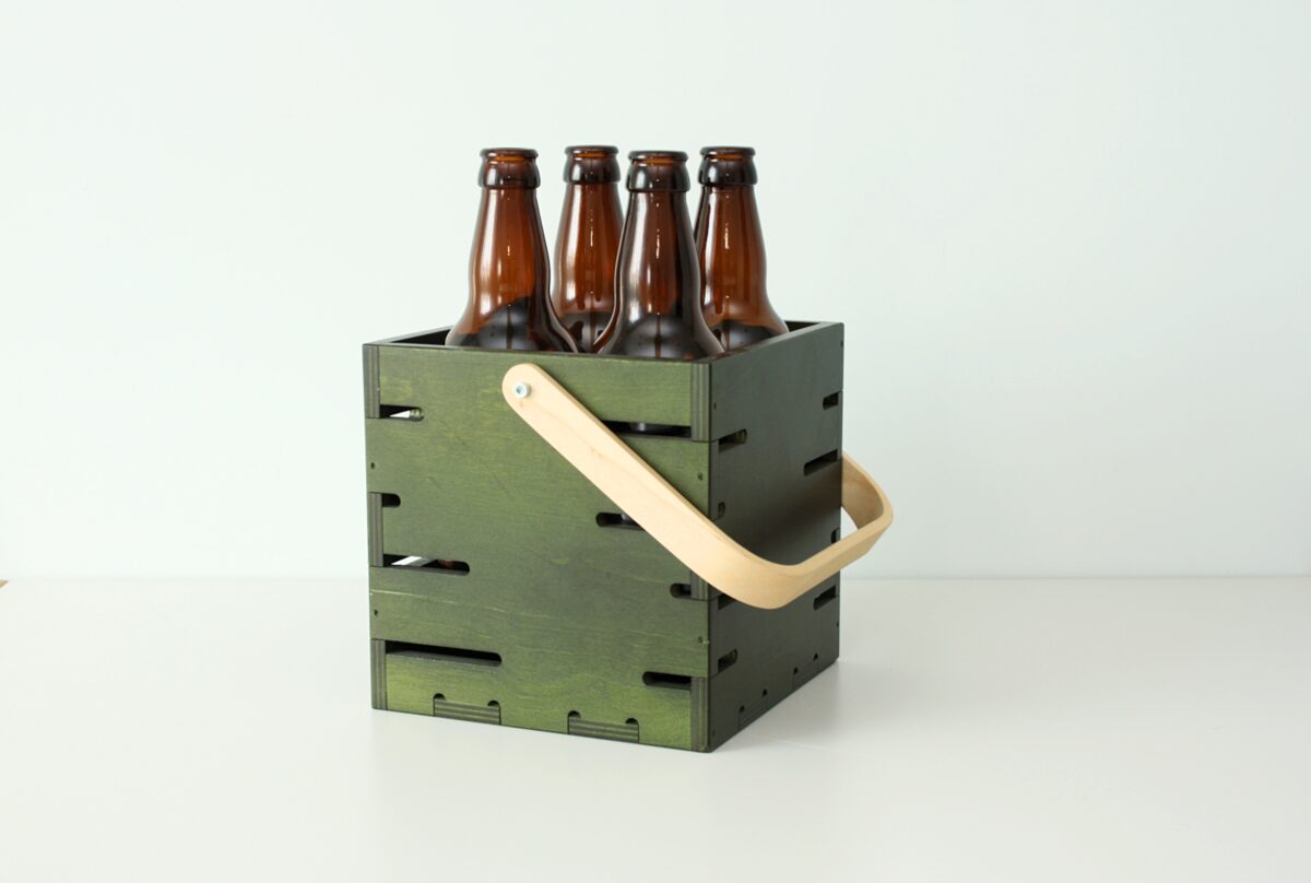 Koka alus kaste/groziņš ar liektu rokturi (zaļš)