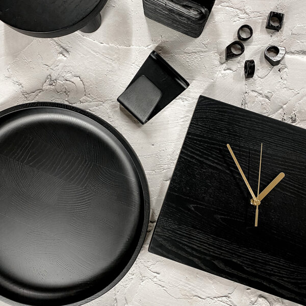Wood clock and serving tray + Phone holder