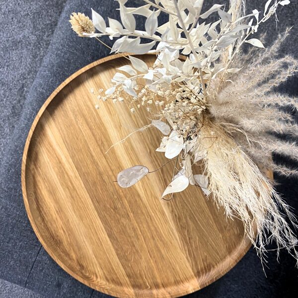 apaļa ozola koka paplāte