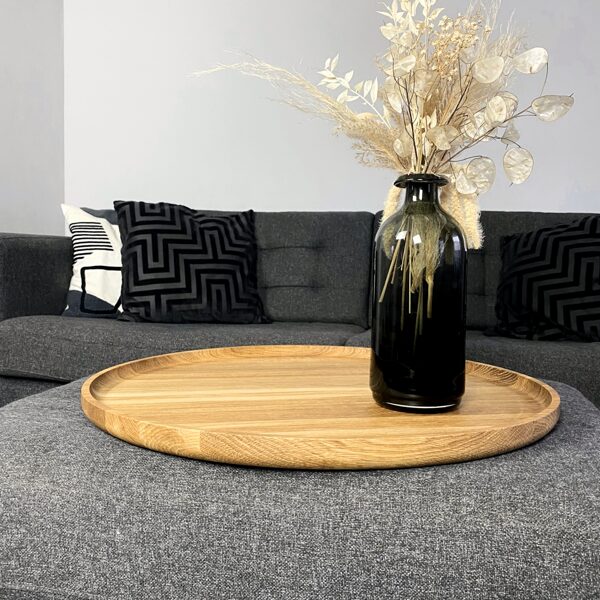 Koka paplāte - Apaļa ozolkoka paplāte