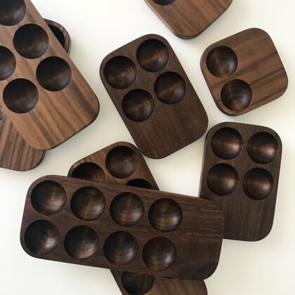 walnut wood egg holders