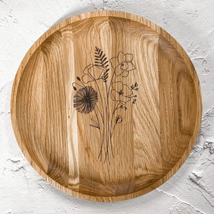 engraved wooden plate