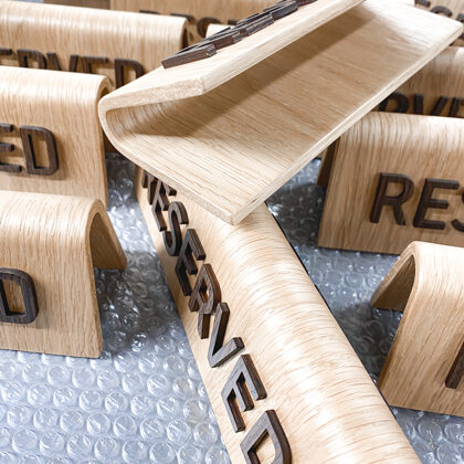 wooden reserved signs