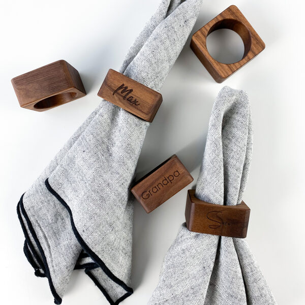 Walnut wood napkin rings