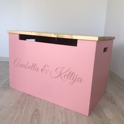 wooden pink toy box
