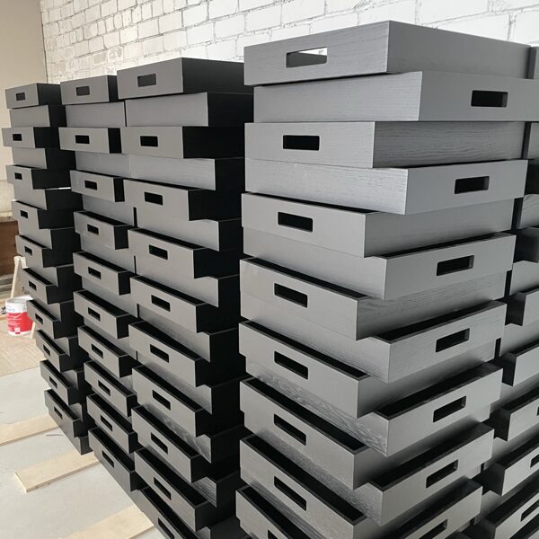 black wood serving trays