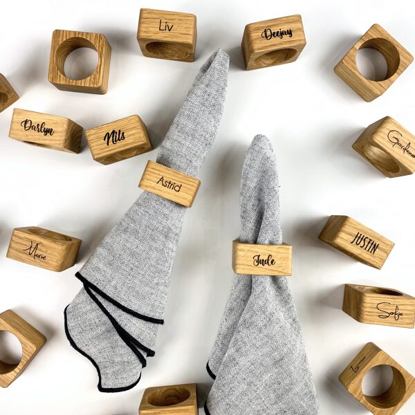 Personalized wood napkin rings
