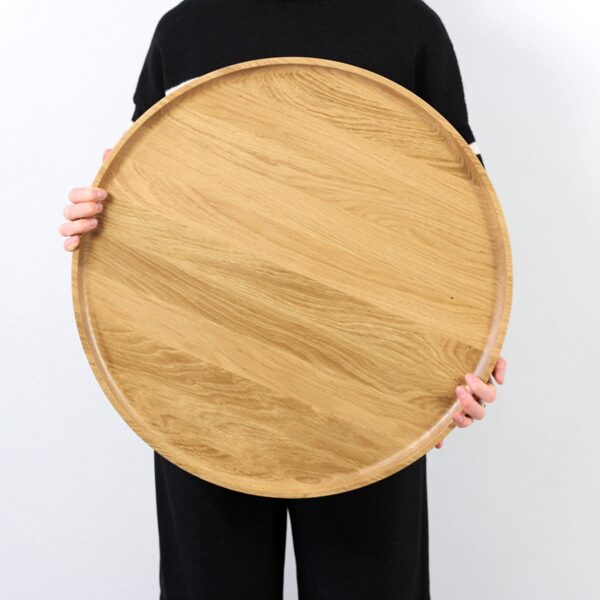 Round wooden serving tray
