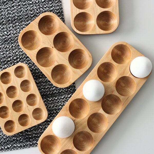Wood egg holder