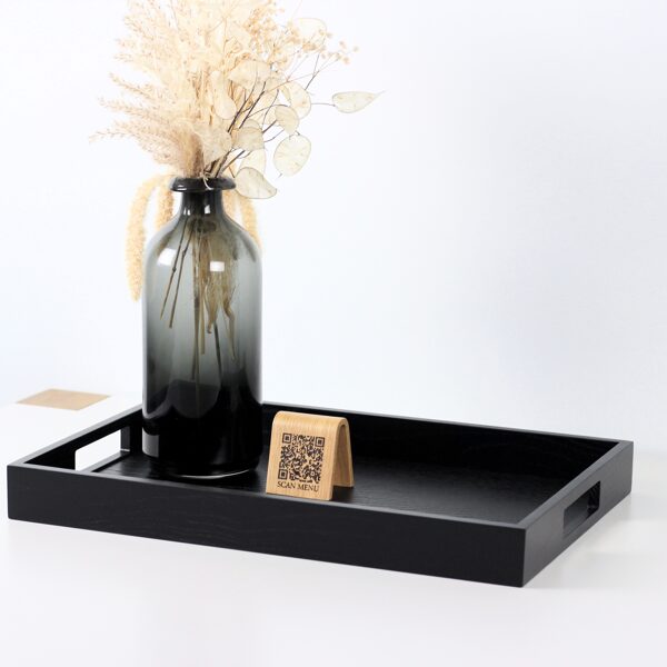 Black wood serving tray - ottoman tray