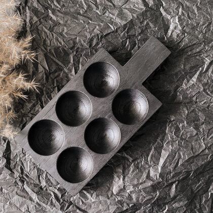 black wood egg holder