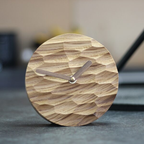 Oak wood desk clock