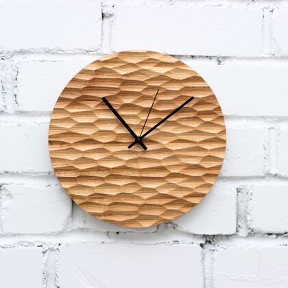 Carved texture wood clock