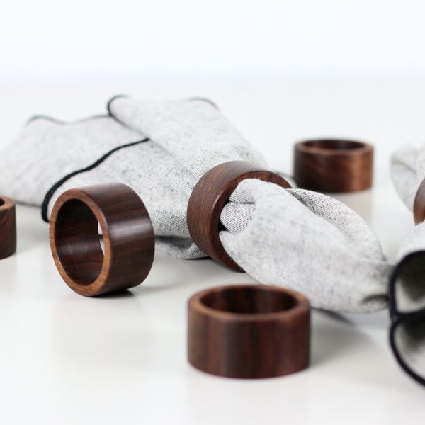 Napkin rings from walnut wood