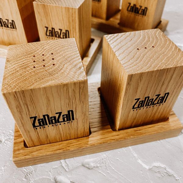 Wood salt and pepper shakers