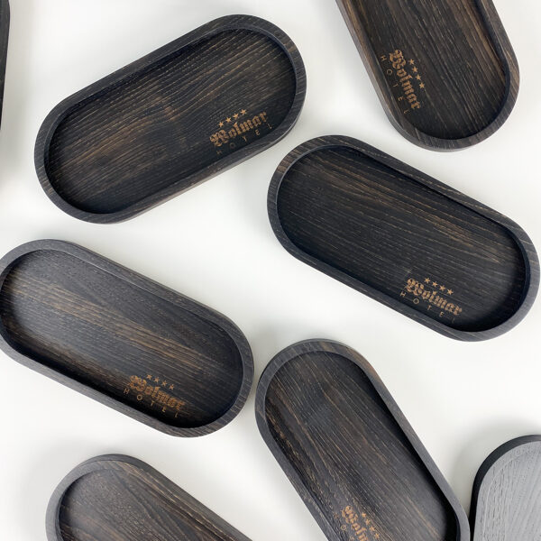 Black wooden serving platters