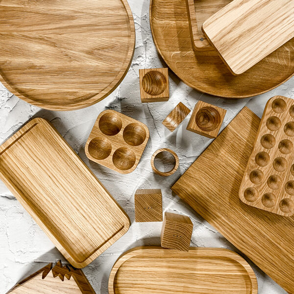 Wood egg holders, serving boards, serving platters