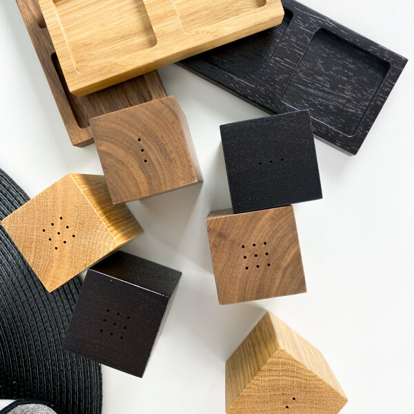Wood salt and pepper shakers