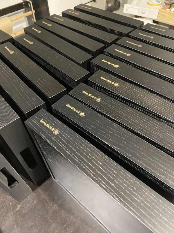 Black wooden serving trays