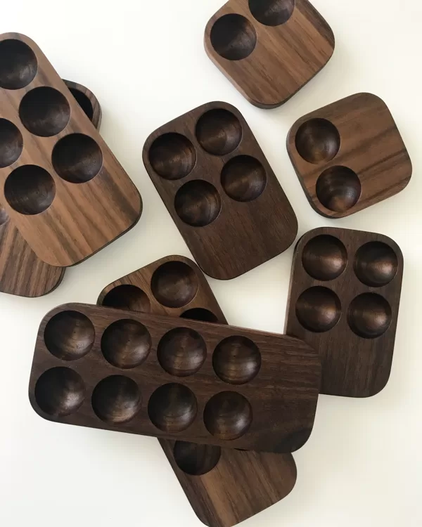 walnut wood egg holders