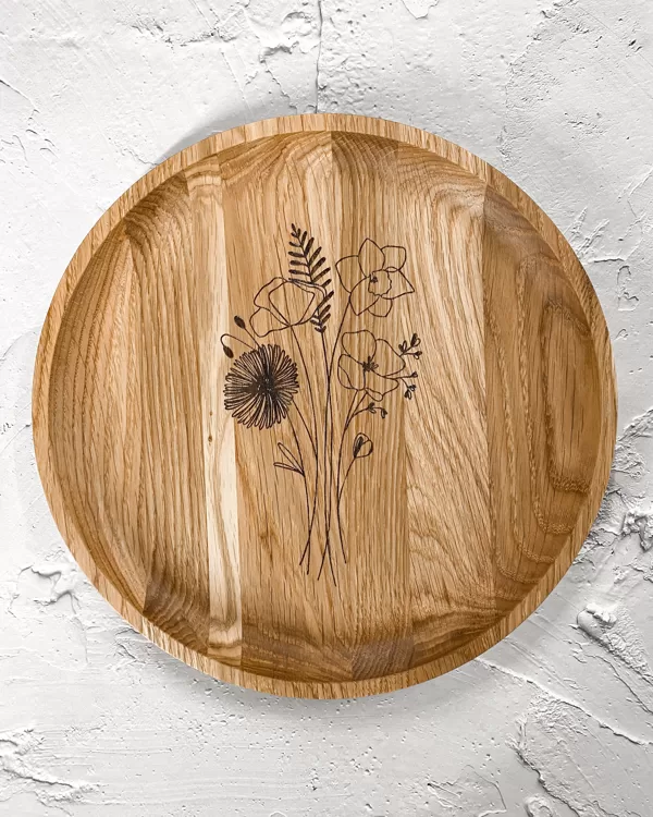 engraved wooden plate