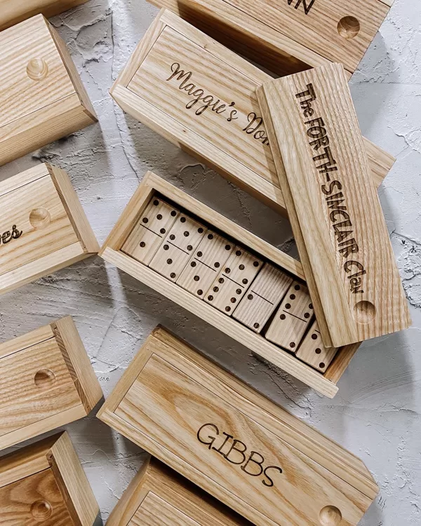 domino with engraving