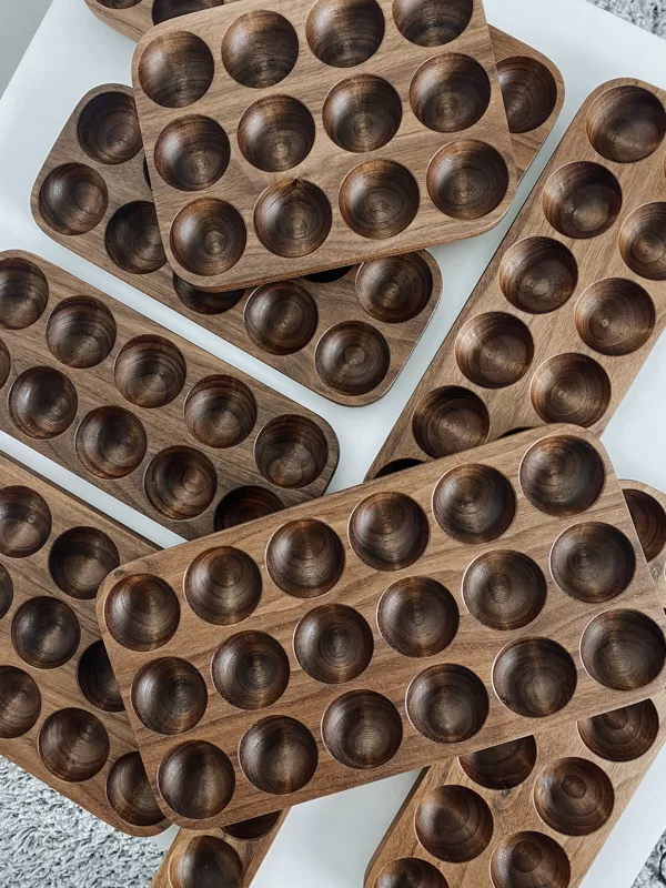 walnut wood egg holders