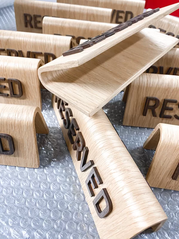 wooden reserved signs
