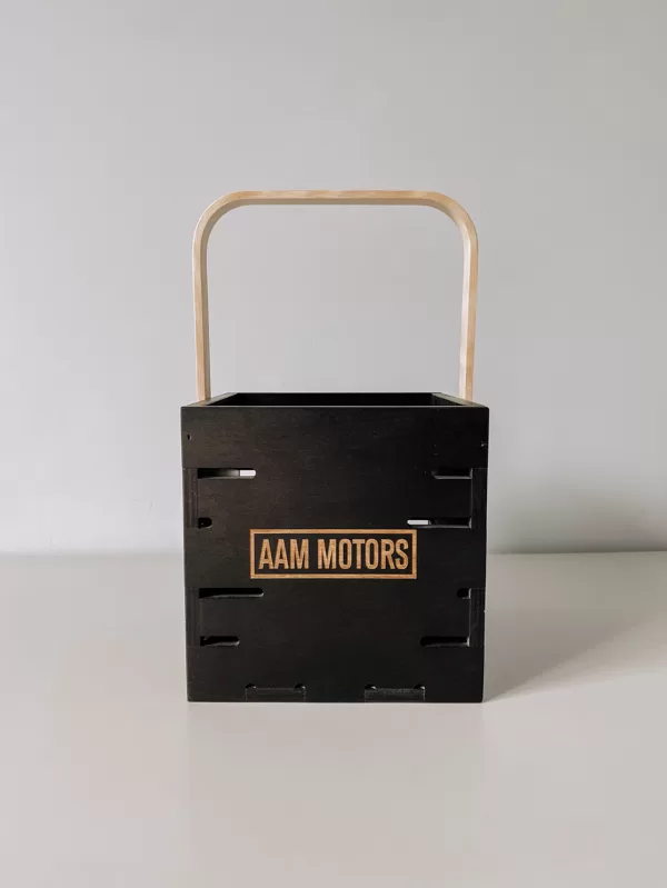 beer box - wood basket