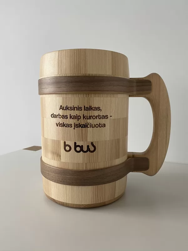 big wooden beer mug
