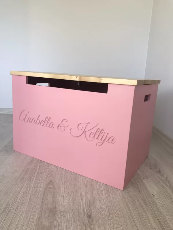 wooden pink toy box
