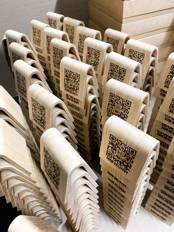 QR Code Wooden sign for restaurant 
