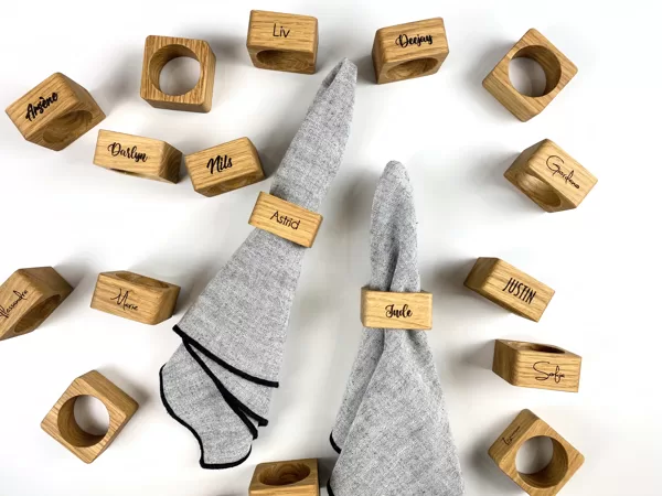 Personalized wood napkin rings