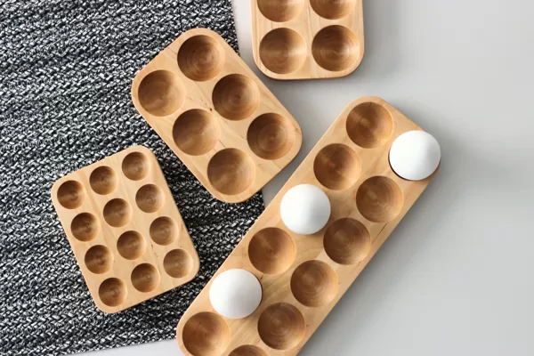Wood egg holder