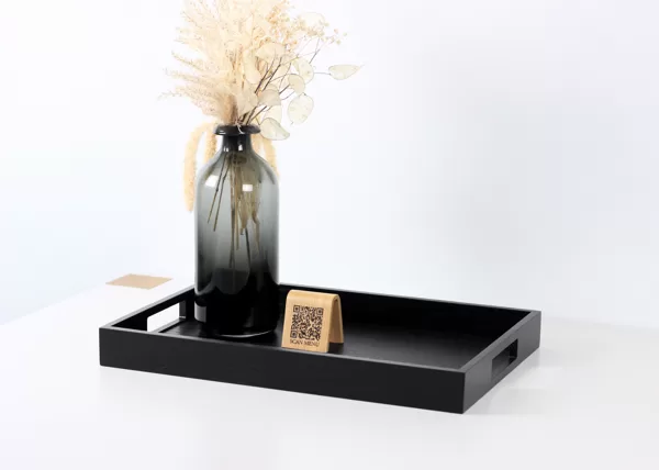 Black wood serving tray - ottoman tray