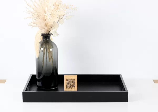 Serving tray with handles - ottoman tray - black tray