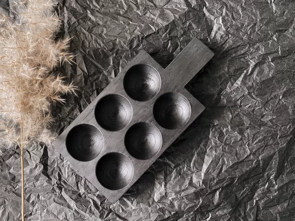 black wood egg holder