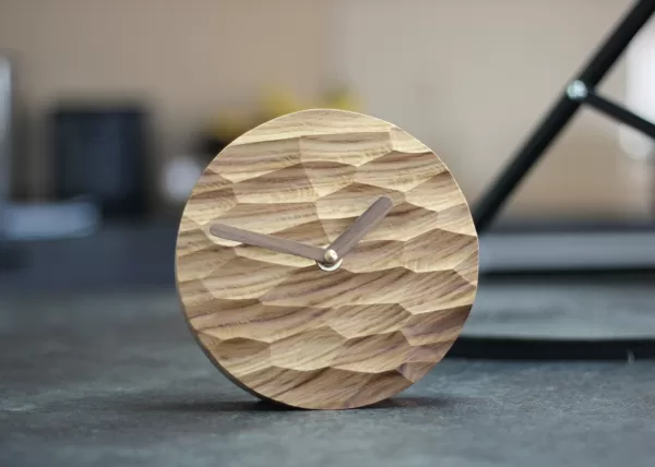 Oak wood desk clock