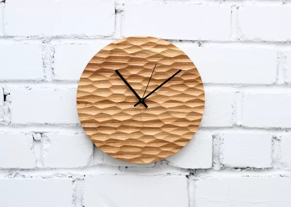 Carved texture wood clock
